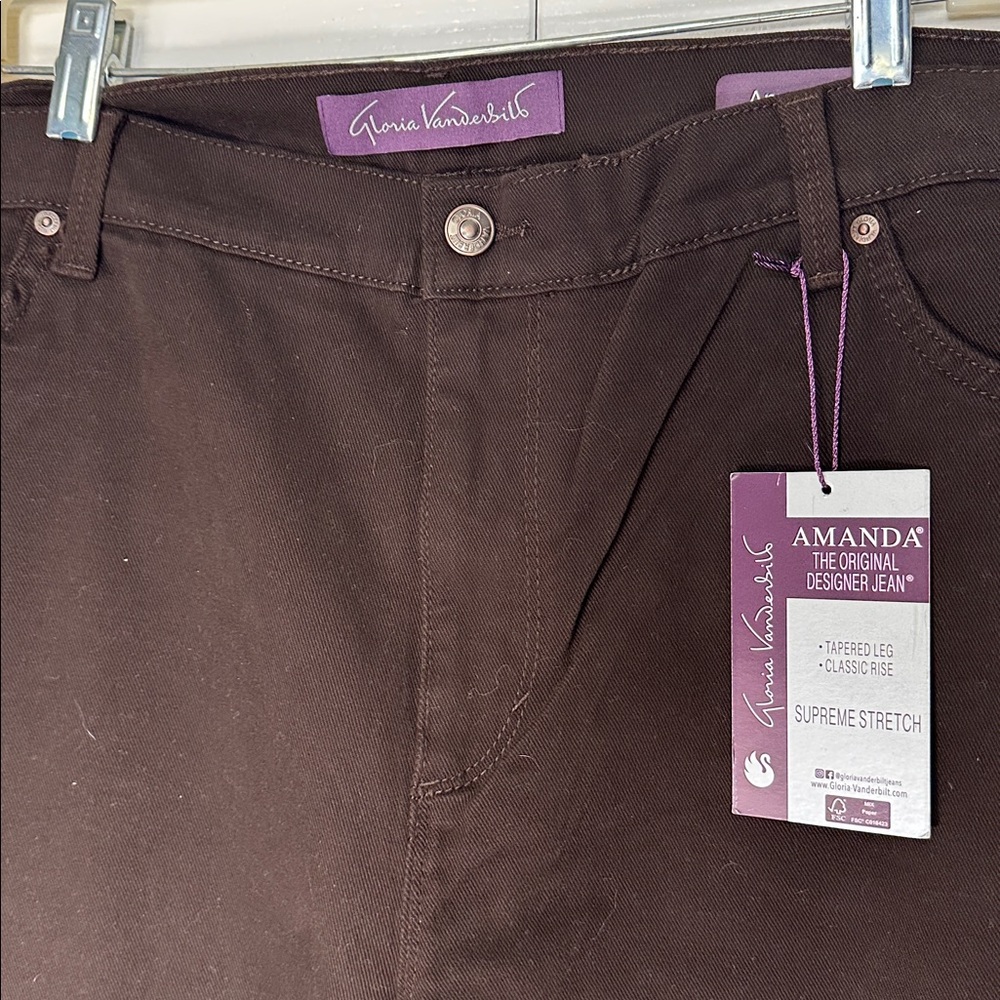 Gloria Vanderbilt Amanda Brown Tapered Leg Classic Rise Jeans 20W Supreme Stretc